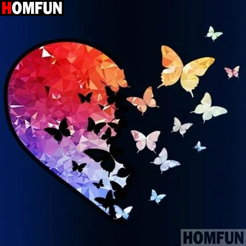 

HOMFUN 3D Diamond Painting "heart butterfly" DIY Full Rhinestones Drill Cross-stitch Kits Square Round Diamond Embroidery