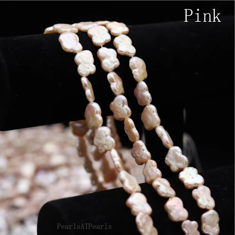 16 inches 12X15mm Natural Pink Butterfly Shaped Pearls Loose Strand