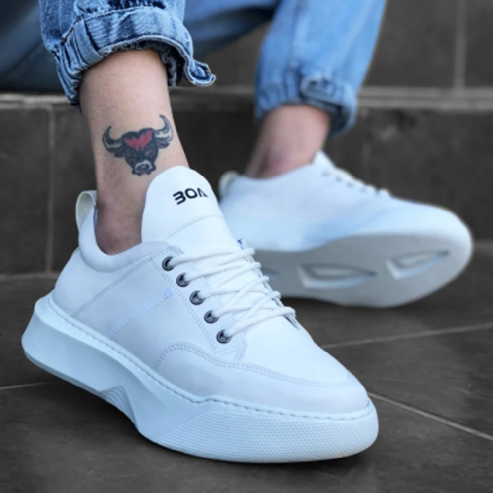 BA0163 Laced Men's High Base White Sneakers Summer Men's Shoes Men's Sports Shoes New Model Shoes Casual Shoes Stylis