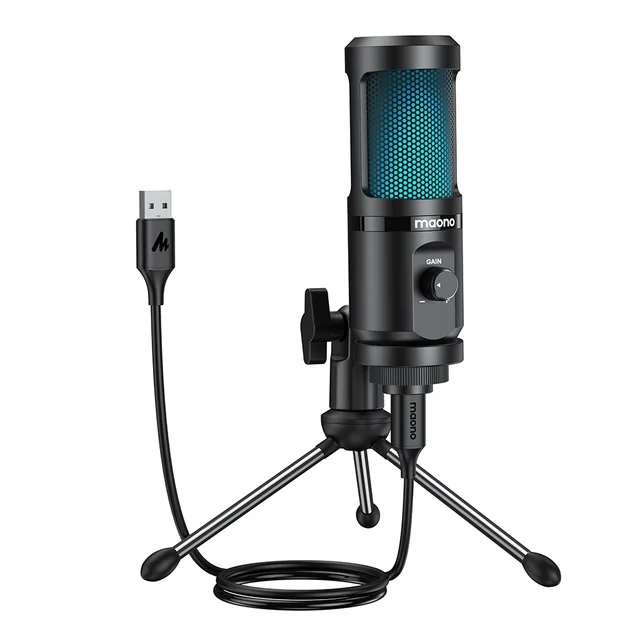 MAONO GAMING USB MICROPOLONE Desktop Condenser Podcast Microfono Recording Streaming Microfones com luz respiratória pm461tr rgb