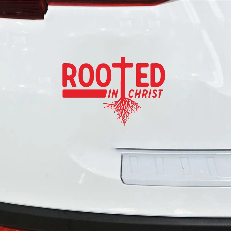 Rooted in Christ Faith Scripture Vinyl Sticker Car Window Door Decor, Christian Bible Verse Laptop Decals for Apple MacBook Pro