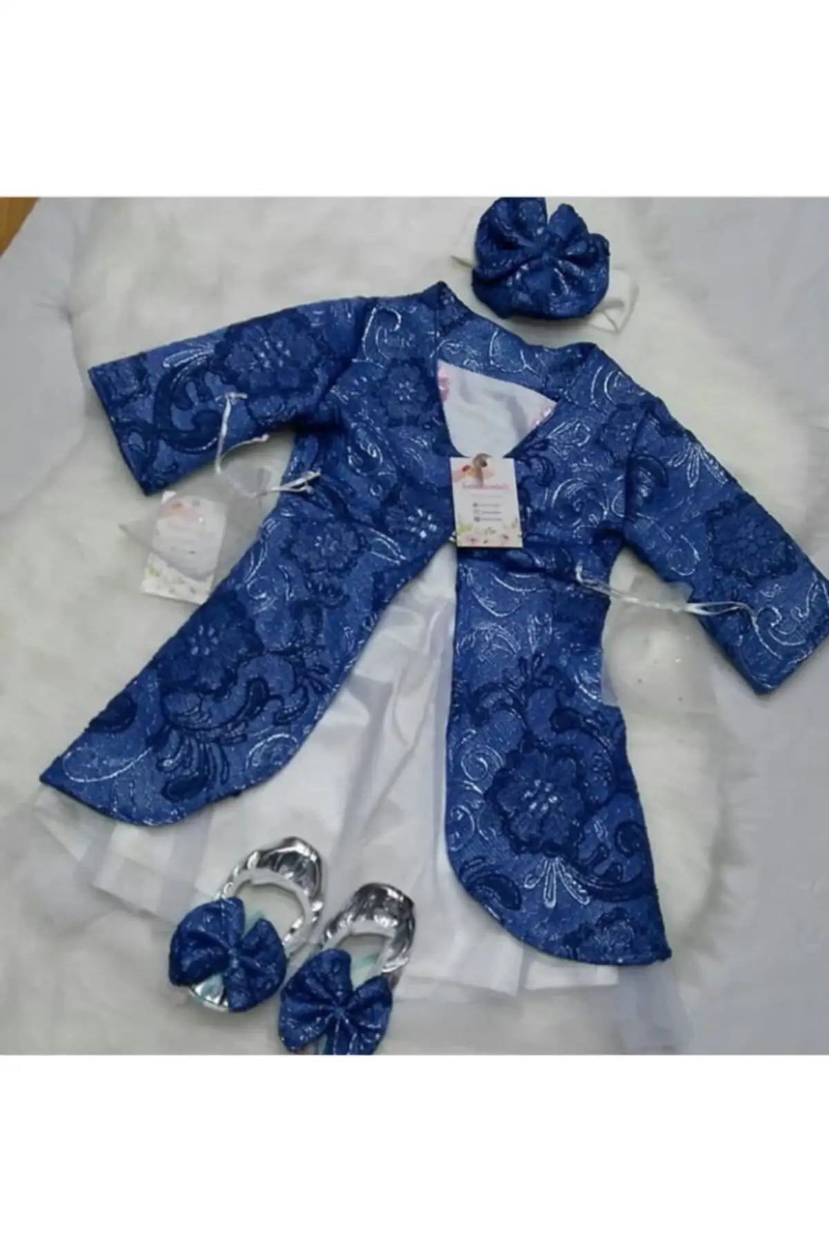 Baby Bindallı Blue Baby Robe Team 6 Month Henna Embroideried Satin Bindallı Kostüm BİNDALLI Kaftan MODELS CHILD