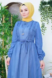 Long Maxi Jeans Dress Women Dress Turkish Fashion Islamic Muslim Modern Clothing Turkey 2002