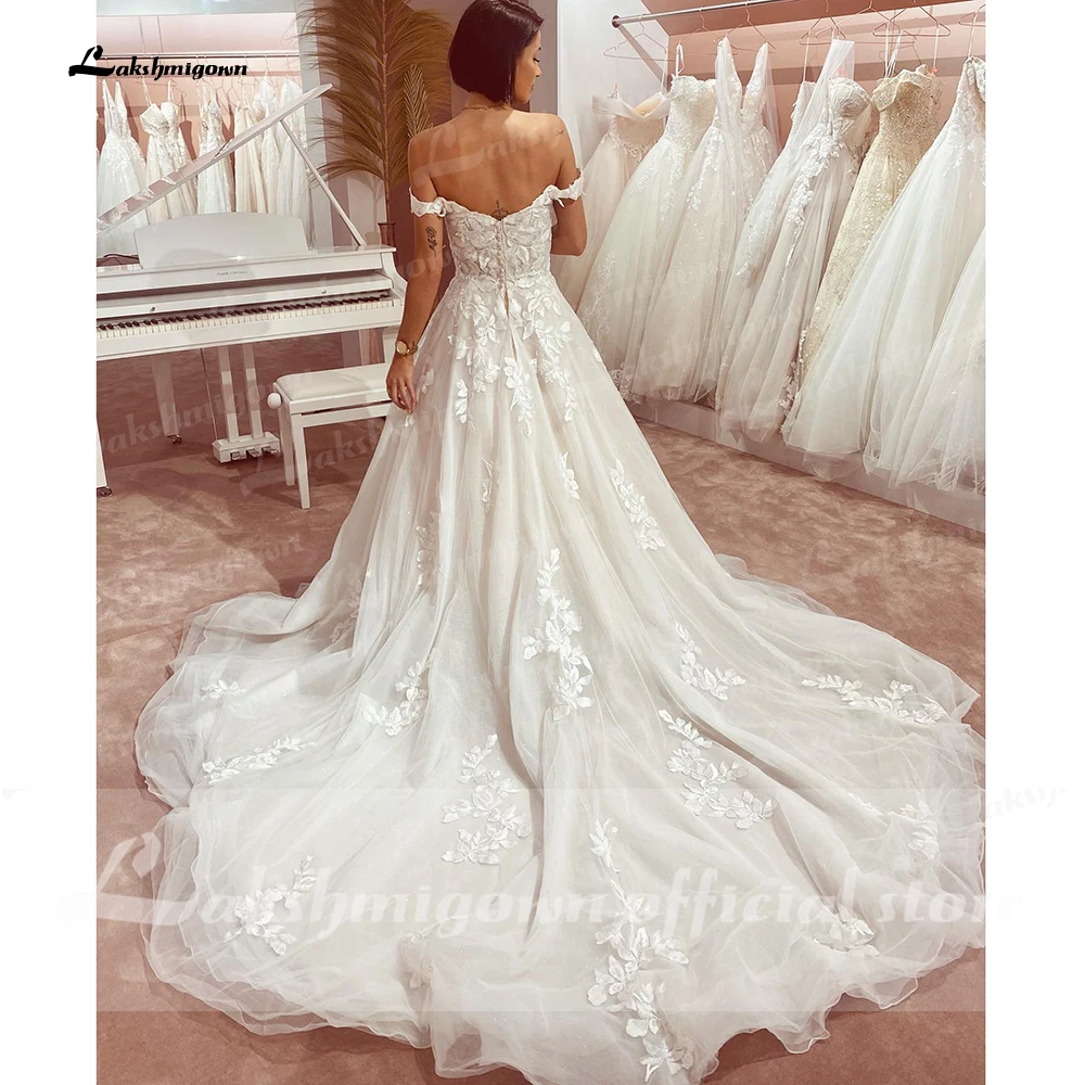 Princess Customized Lace Bridal Wedding Dress Off the shoulder Vestidos de Novia Summer Robe De Mariée Floor Length Lakshmigown