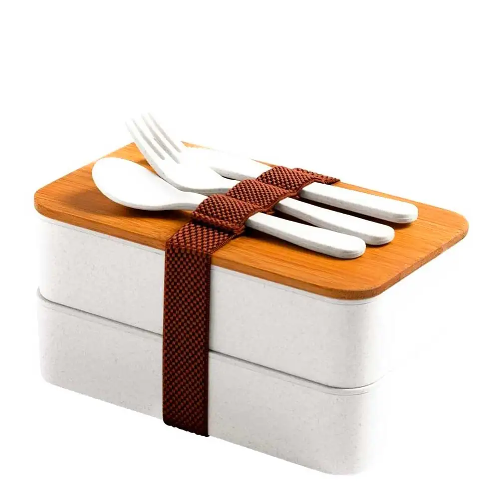 Lunch box Eco. Biodegradable 700 ml capacity. Bamboo fiber and bamboo polished lid. BPA free.