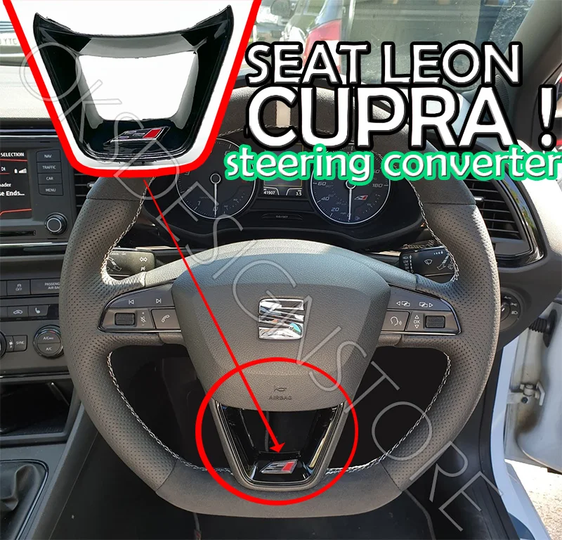 For SEAT LEON 2013 - 2021 FR, CUPRA! CUPRA steering converter glossy black !