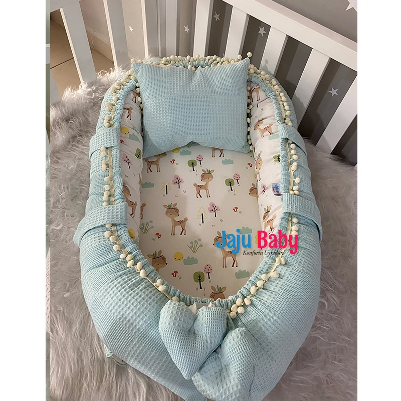 Babynest Mint Pike Ceylan Design 0-24 Months Mother's Side Baby Bed Baby Room