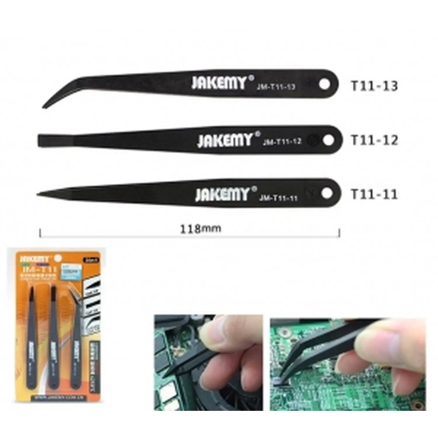 JM-T11 Anti-static Plastic Tweezers Set with Curved and Straight Tweezers