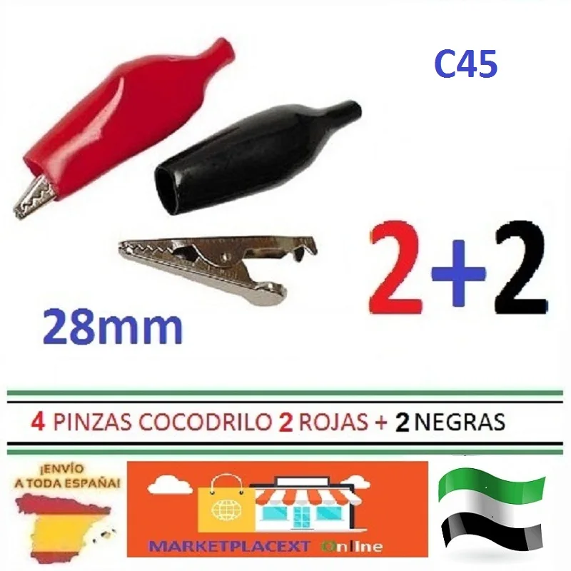 X4 alligator Electric tweezers 28mm red and black probe meter from Spain MARKETPLACEXT C45