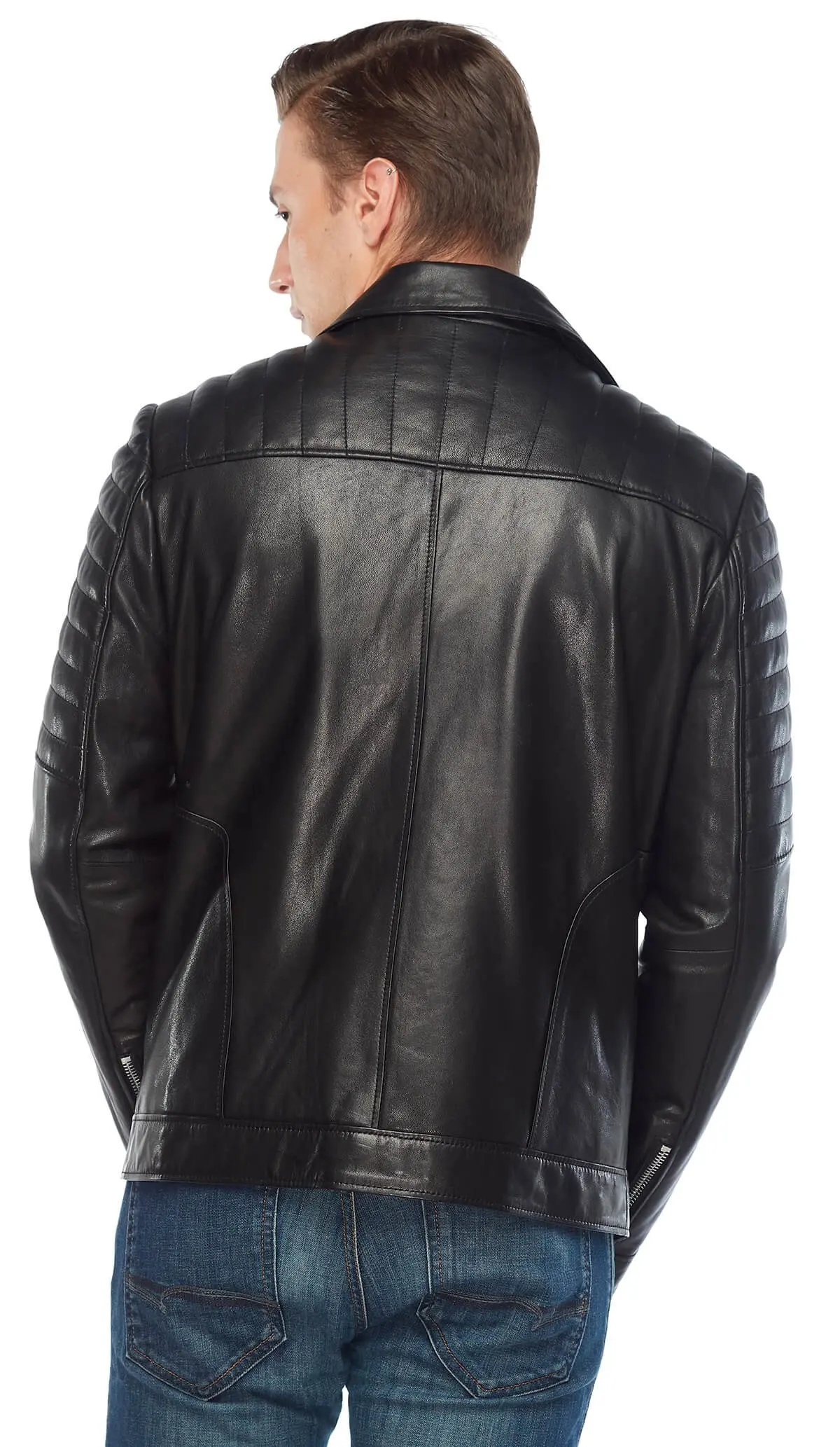 Casto Biker Chính Hãng Phối Da Đen Gốc Da Cừu Thu Đông 2022 Biker Slim Size Lớn VintageTürkiye