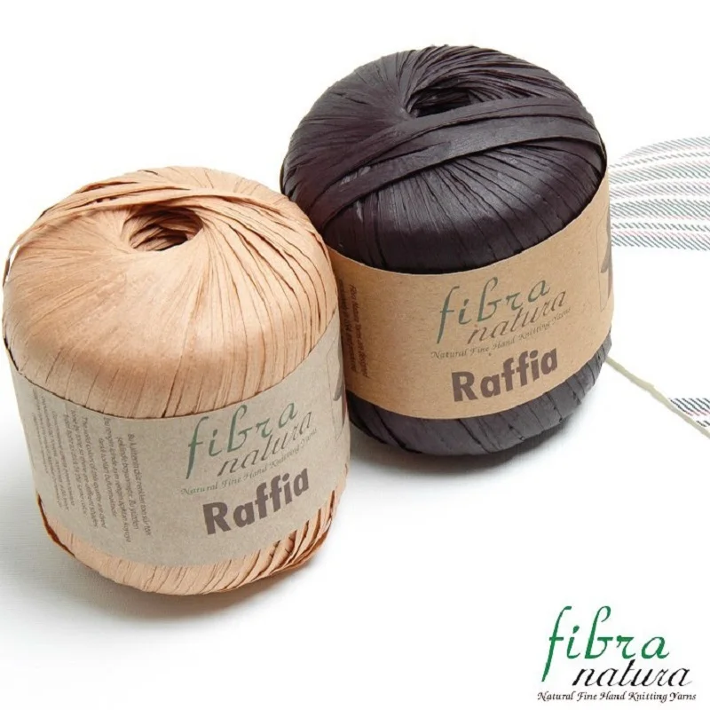 Fibra Natura Raffia Yarn 5 BALLS Free Shipping Cellulose Natural Straw Paper Tape Thatch Haulm Rayon Viscose Ribbon Lace Hat Bag