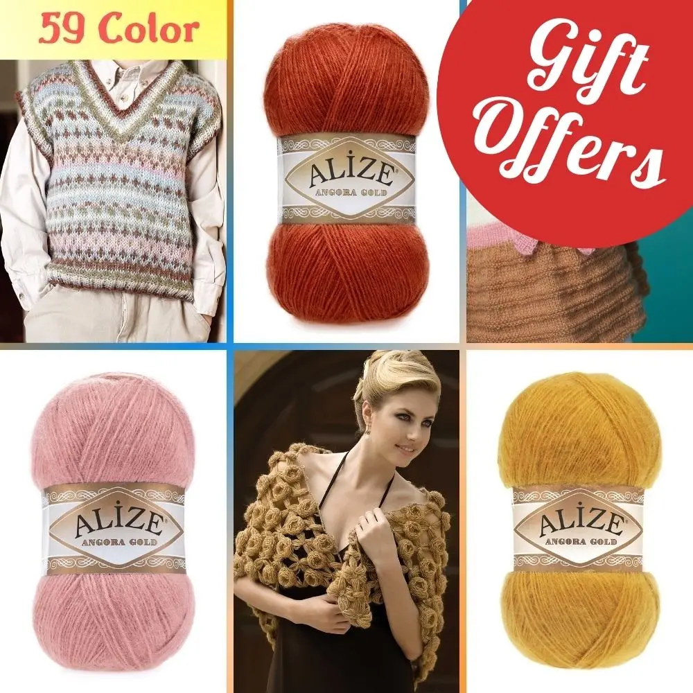 Alize Angora Gold 5 Ball Wool Hand Knitting Yarn, 100 grams 550 meters, Acrylic, Autumn / Winter Season, Crochet, Clothes, Sport, Cardigan, Blouse, Vest, Quality, Thin, Hobby, Packs, Made In Turkey - DIY