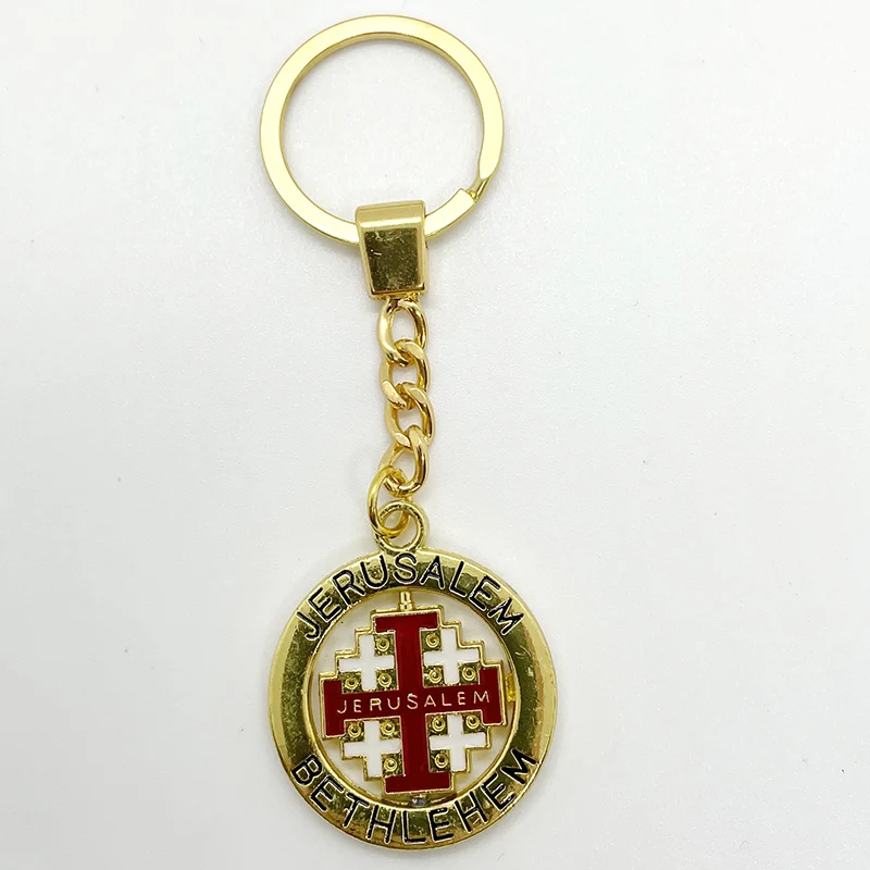 Christian Key Ring Jewelry Bag Pendant Souvenirs Gift for Women Men Jerusalem Bethlehem Cross Keychain