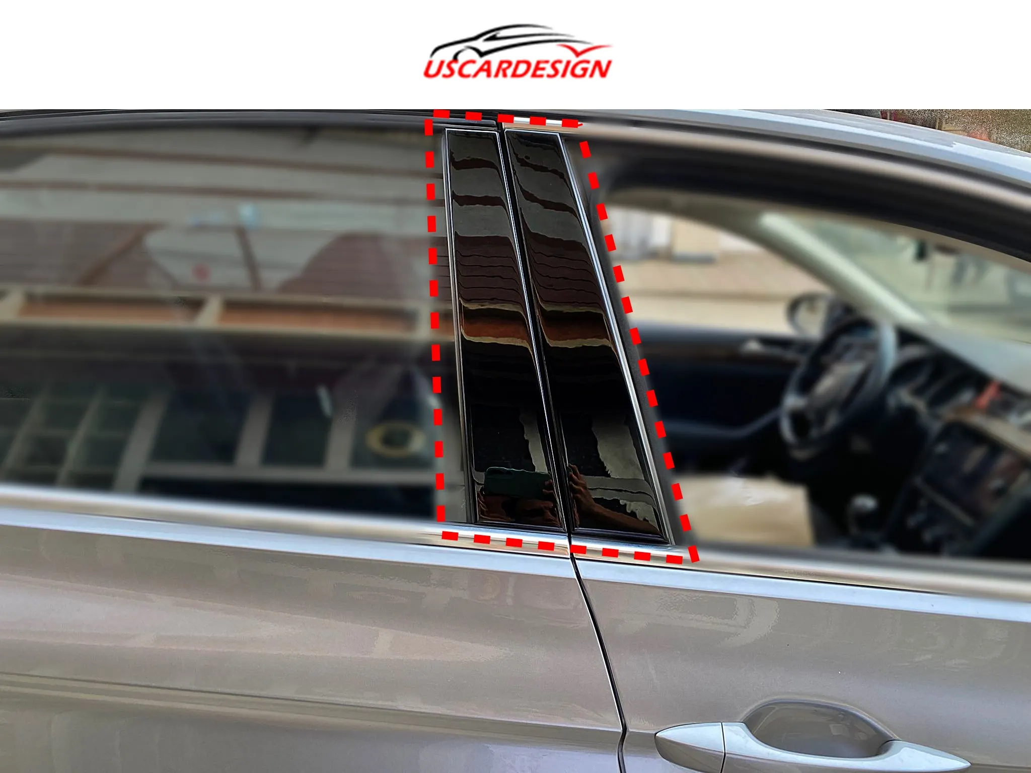 Window Pillar For 2014 - 2021 Volkswagen Passat B8 B8.5, Decorative Frame Set Piano Black / Carbon Fiber / Glossy Silver / Red