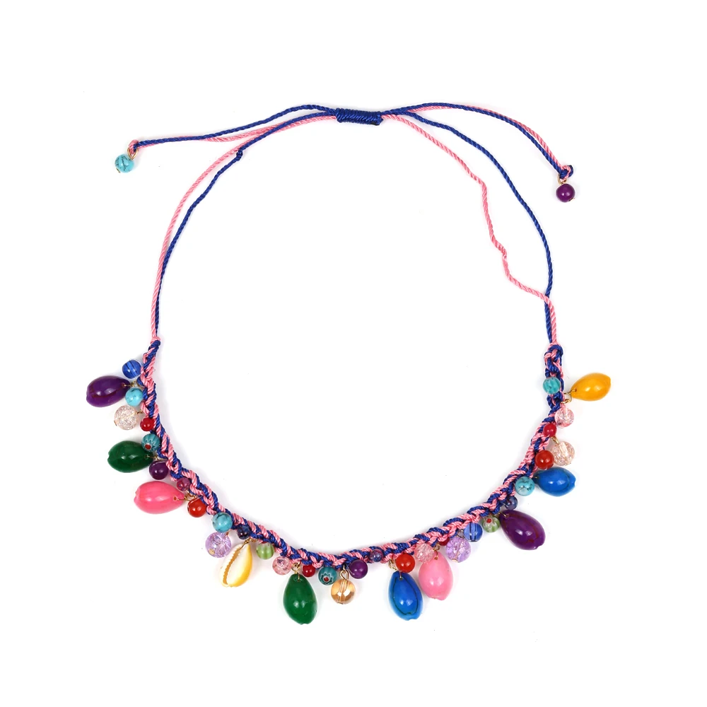 ZA Bohemia Handmade Weave Colorful Shell Necklace for Women Trendy Holiday Pendant Necklaces Ethnic Manual Accessories