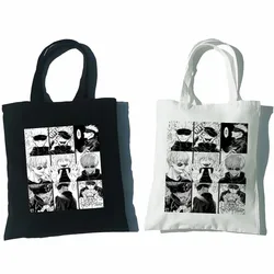 Jujutsu Kaisen Anime Canvas Bag Harajuku Casual Punk Print Gothic Large Capacity Shopper Bag Gothic Women Shoulder Bag