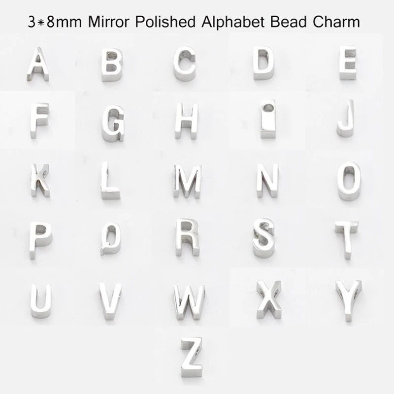 Stainless Steel Initial Charms Name Jewelry 26 Letter DIY Alphabet Pendant Charms for Necklace Bracelet Earings Making Wholesale