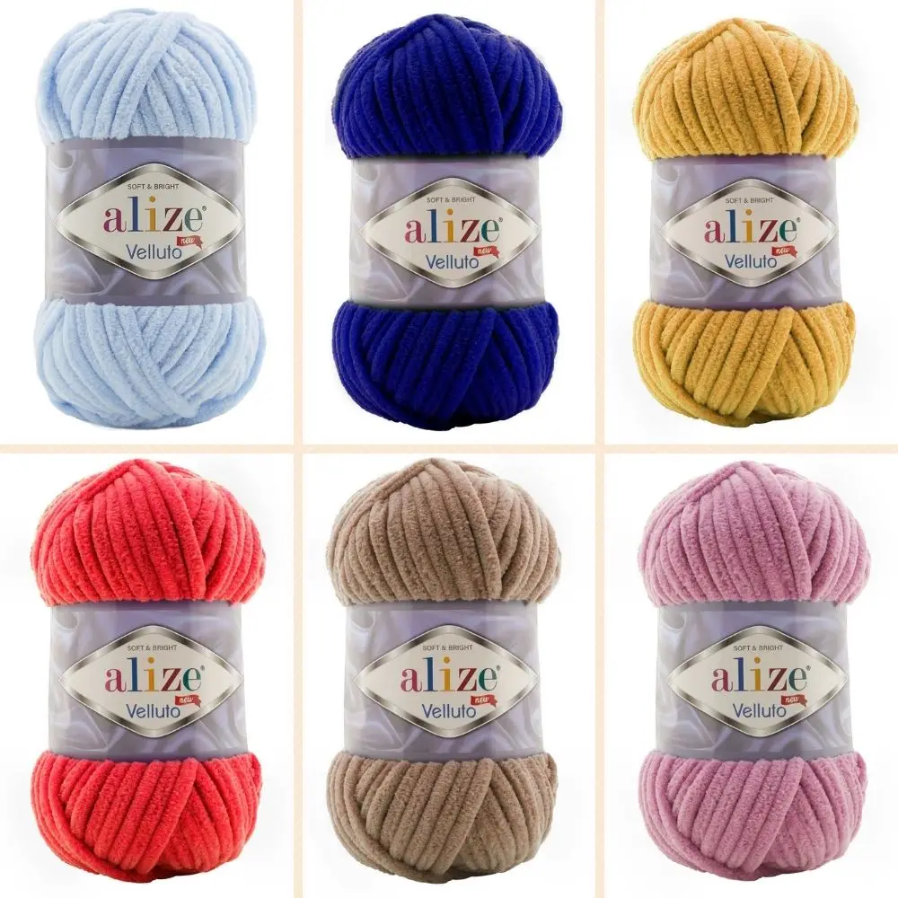 Alize Velluto Velvet Knitting Hand Yarn 30 Color Options 68 Meters (100gr) Ball - Sheep - Toys - Multicolor - Blanket - Fantasy Sweater - Hobby -