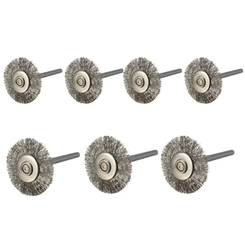 5pcs/set 25mm Diameter Polishing Wire Brushes Stainless Steel Dremel Accessories Drill Rotary Grinding Tools Remove Metal Craft