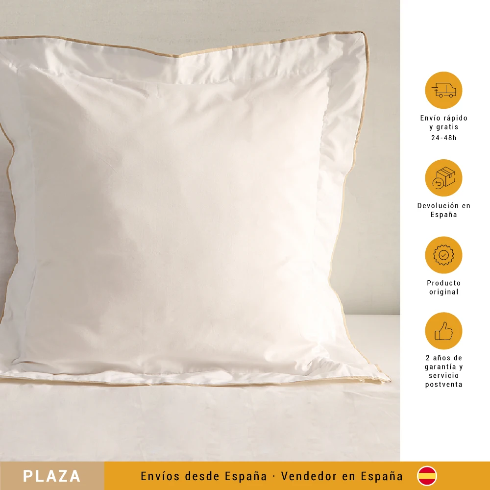 Don Break-Cushion Cover 50x50 100% Cotton 180 Thread Count Soft White With White Piping, Fresh, Breathable, Washable 30 °C