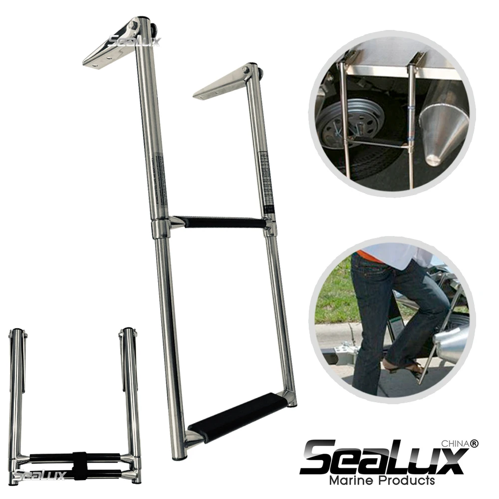 

Sealux Marine 2 Steps Stainless Steel 316 Telescoping Ladder Swim Step Over Platform passed 400h salt spray test