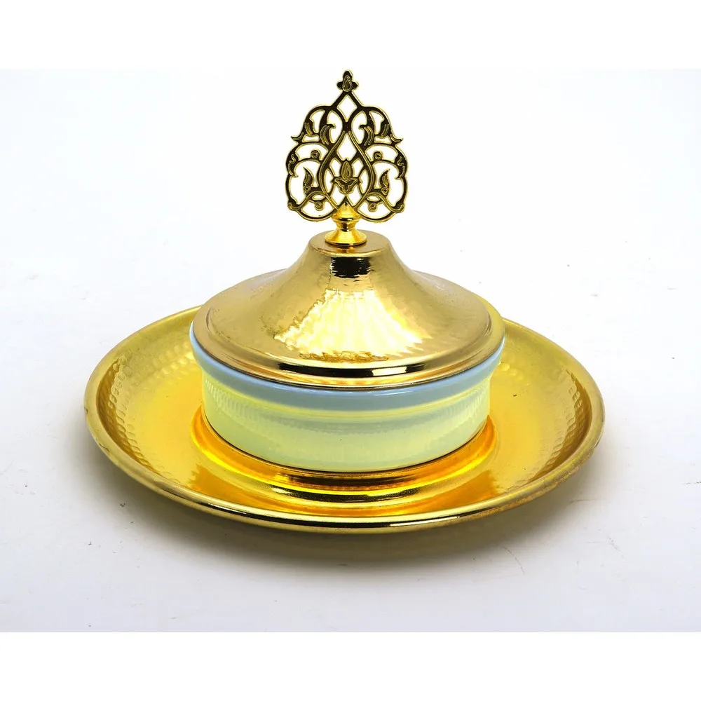 Hac Aşk-I Keyf Gold Date Palm Gold Sugar Bowl Snack Bowl Gold color Stylish Design does not tarnish and does not fade Sugar bow