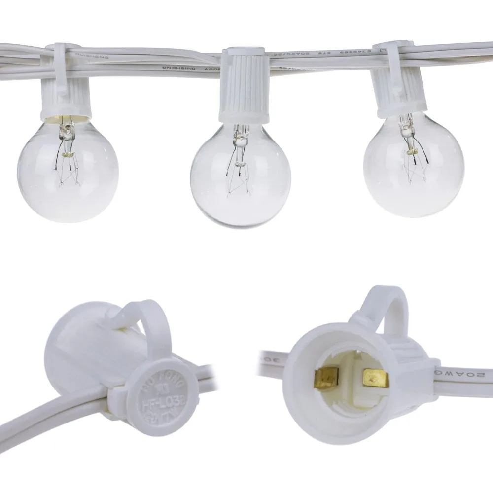Bombillas de repuesto G40 de globo transparente, Base incandescente cálida E12, Bombilla de vidrio de repuesto para decoración de Patio al aire