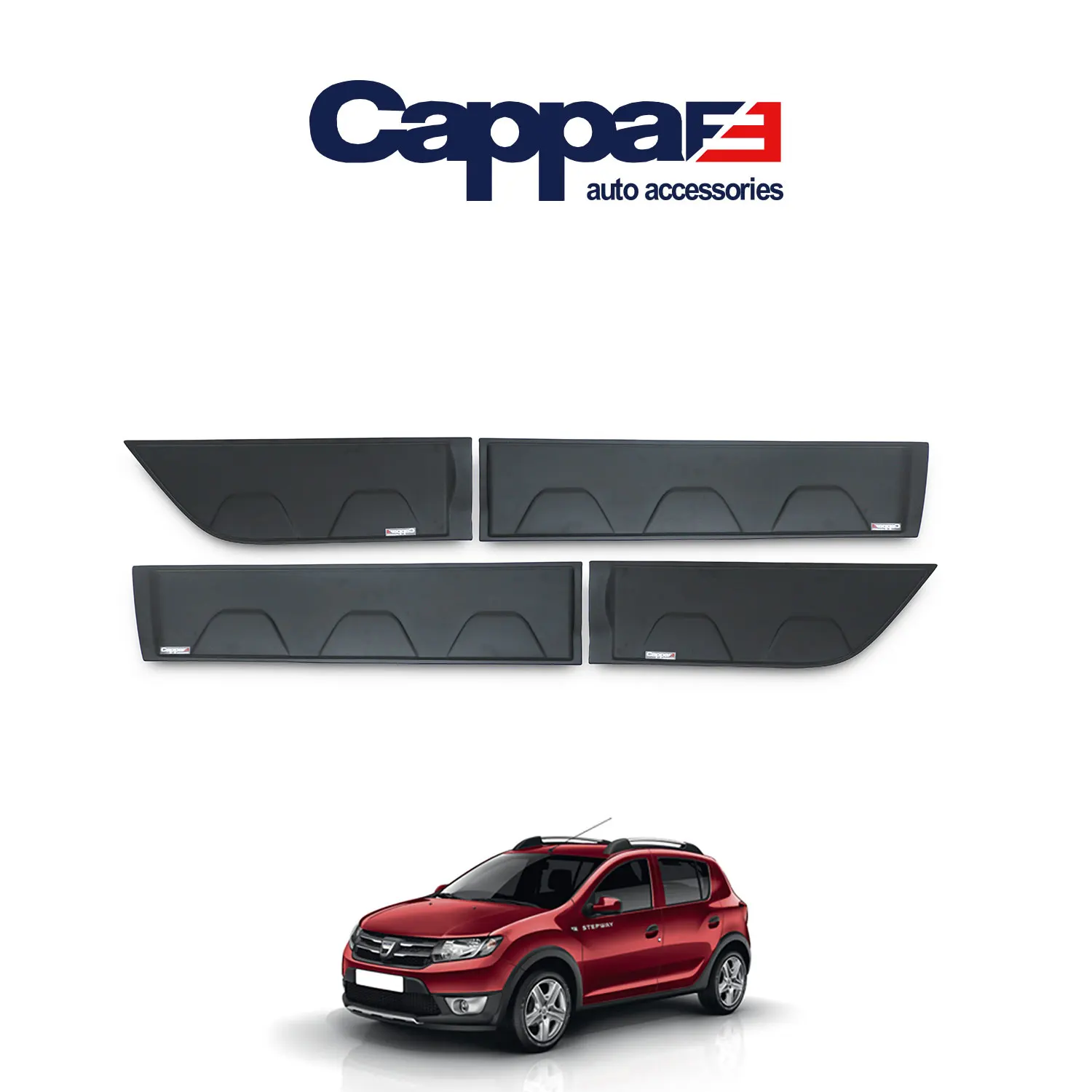 CAPPAFE Dacia Sandero Door Protection Dodik UV Additive (ABS) 4 Pcs. Between 2012-2020 Years Matt Black