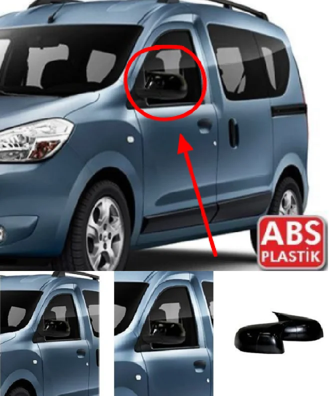 For Dacia Dokker 2012-2021 2 Pieces High Quality ABS Plastic Bat Style Mirror Covers Caps RearView Mirror Piano Black