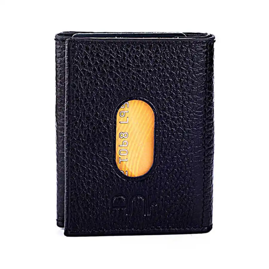 

Twelve Genuine Leather Vertical Card Holder Wallet Black-Tan Purse Casual Quality Luxury Stylish Design Detail Durable Sturdy