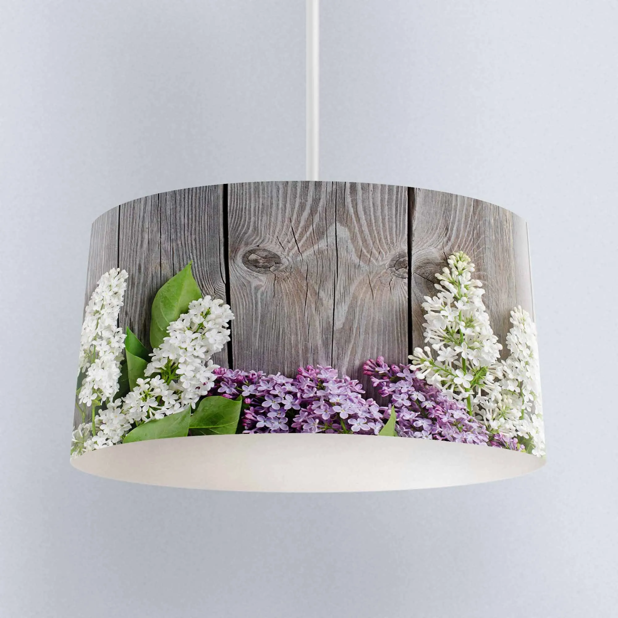 

Else Gray Wood on Purple Orchid Flowers Digital Printed Fabric Chandelier Lamp Drum Lampshade Floor Ceiling Pendant Light Shade