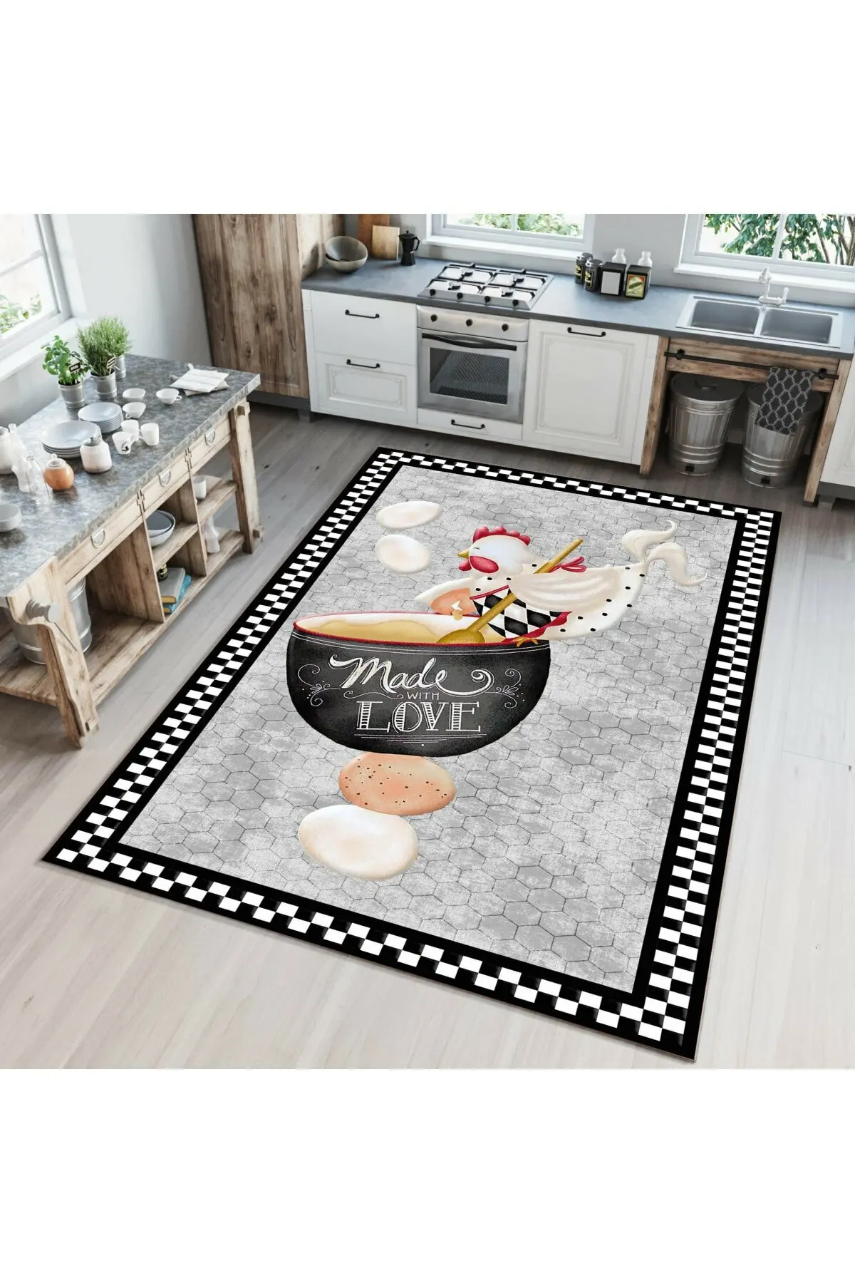 Decorative Kitchen Rug Washable Artificial Leather Cold-Proof Sole Foal Feather Easy Clean Stain-resistant Fabric