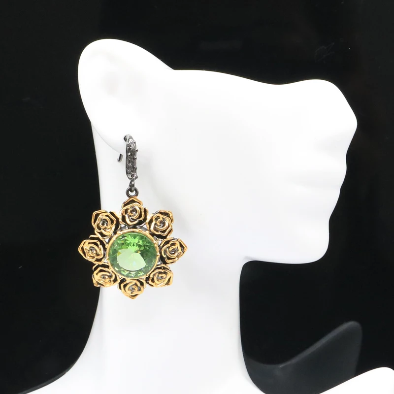 Buy 4 Get 1 Free 46x29mm Unique 21g Sunflowers Jewelry Set  Green Tsavorite Garnet Pink Tourmaline Cool Black Gold Silver Earrin