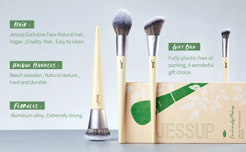 Jessup Makeup Brushes Set Premium Synthetic Foundation Powder Angled Concealer Blending Eyeshadow Duo Eyebrow Brush Makeup T327