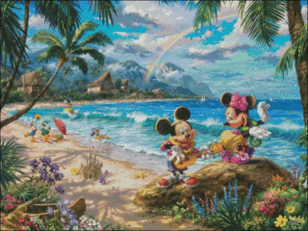 Imagem -02 - Mickey e Minnie-contados Kits de Ponto Cruz-bordados Artesanais 14 ct Aida Conjuntos de Ponto Cruz