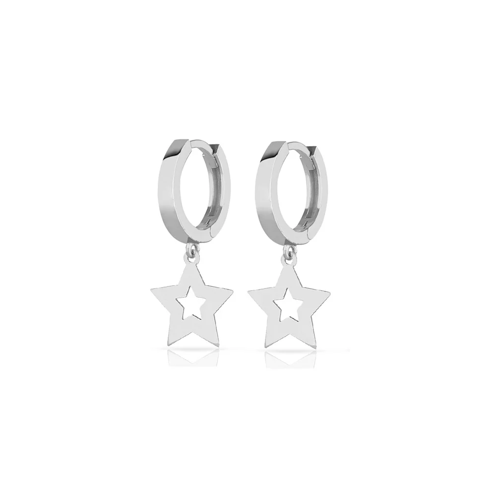 Professionaldesign Earrings 925 Sterling Silver Star Jewelry For Women Rhodium Plated Drop Earrings