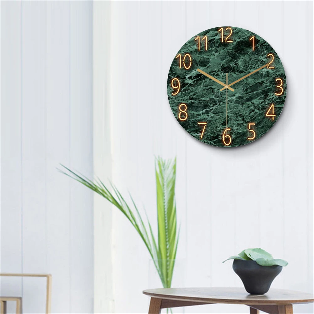 Modern Design Marble Giant Watches Glass&Crystal Body Large 3D Wall Clock Decorated For Living Room Mute Mechanism Bedroom Decor
