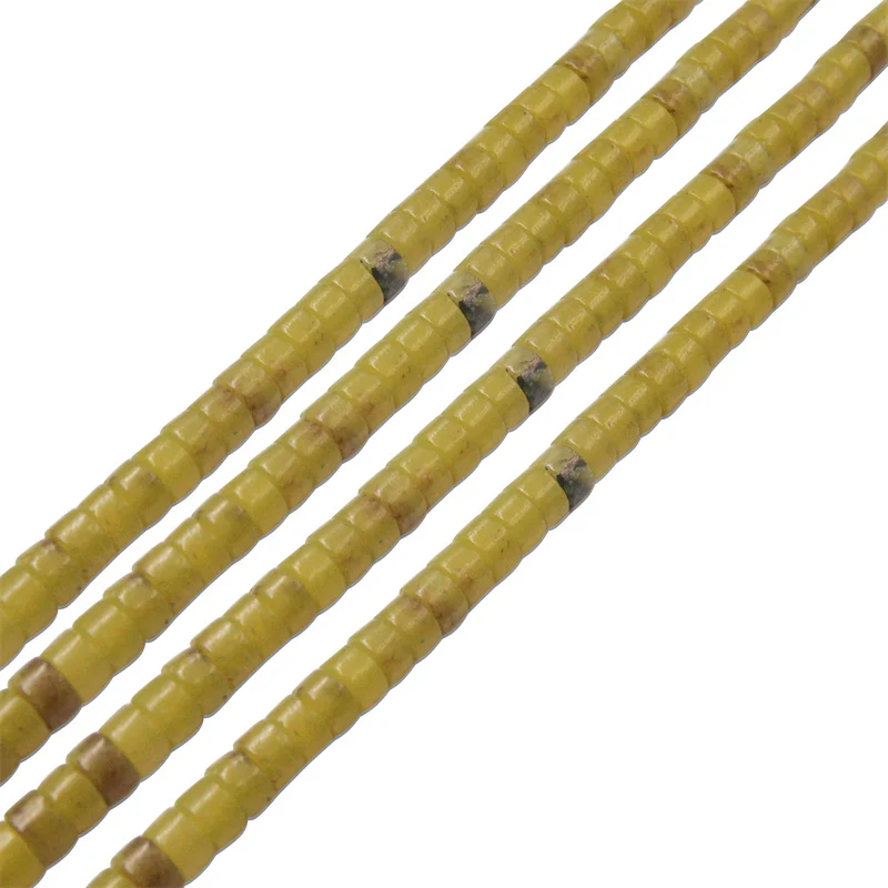 Korean Jade Yellow Green Beads Disc Washer Tube Shape 2x4mm Natural Stone For Making Jewelry DIY Craft Bracelet Necklace Earring