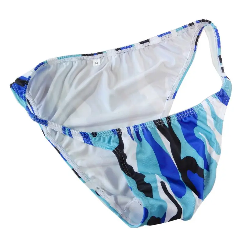 Mens String Bikini Stripe Jersy nylon Spandex G3774 Narrow Waist Printed swimsuit Fabric Camo