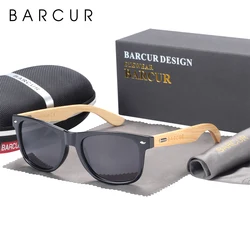 BARCUR Polarized Bamboo Sunglasses Men Wooden Sun Glasses Women Brand Original Wood UV400 Oculos De Sol