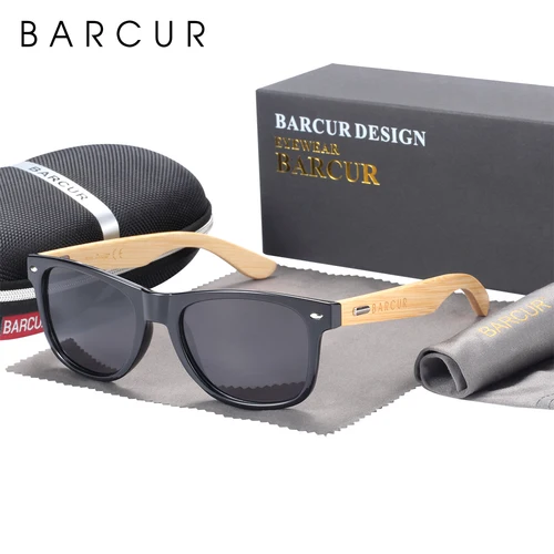 Imagen 1 del producto BARCUR-gafas De Sol polarizadas De bambú para hombre y mujer, lentes De Sol De madera, De marca Original, UV400