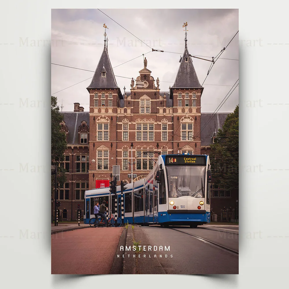 Amsterdam City Scenery,Streets,Rivers Wall Art Canvas Painting Dutch Metropolitan Tourism Landscape Poster Print Home Decor