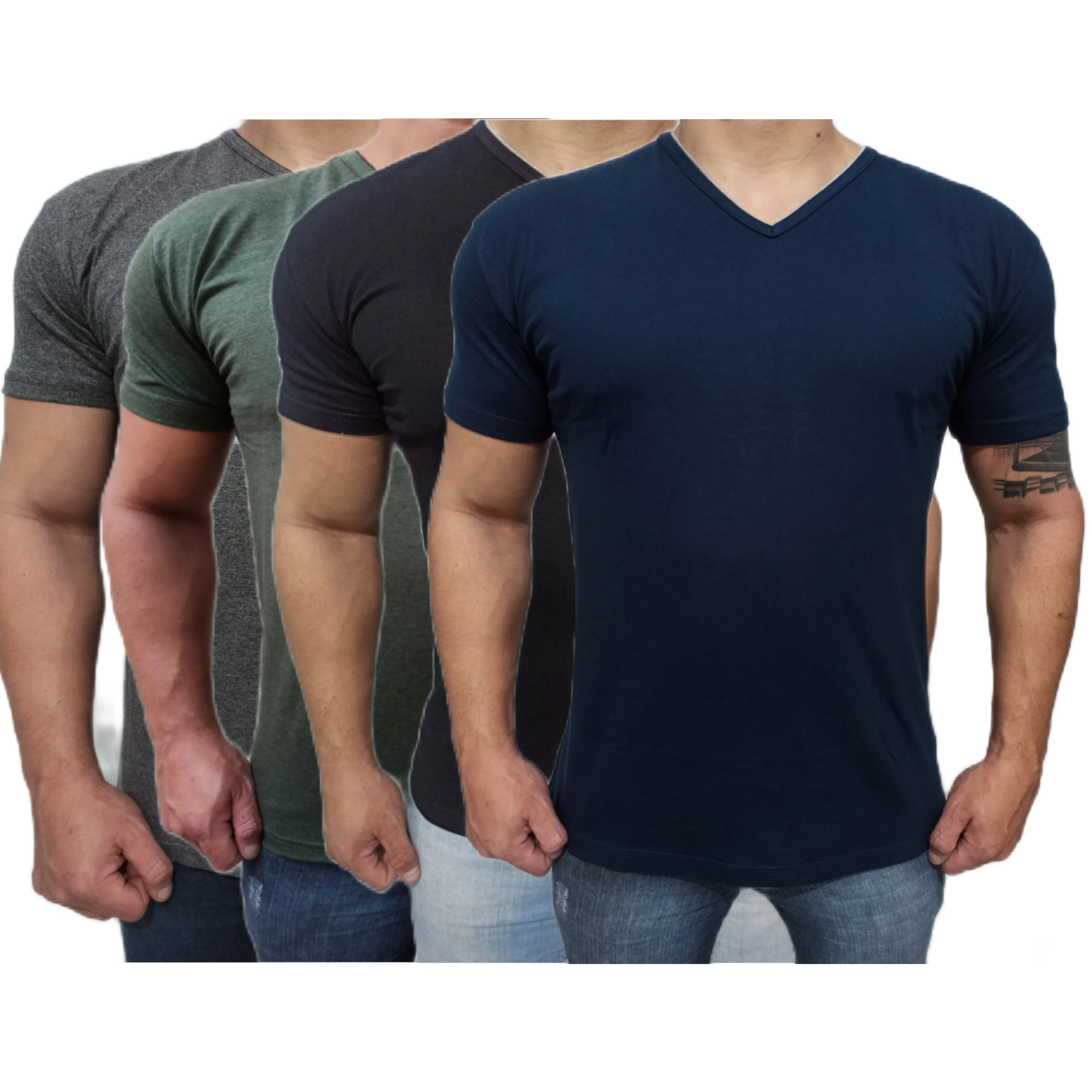 Kit 4 Men's T-Shirts V-collar Lisa Slim Model