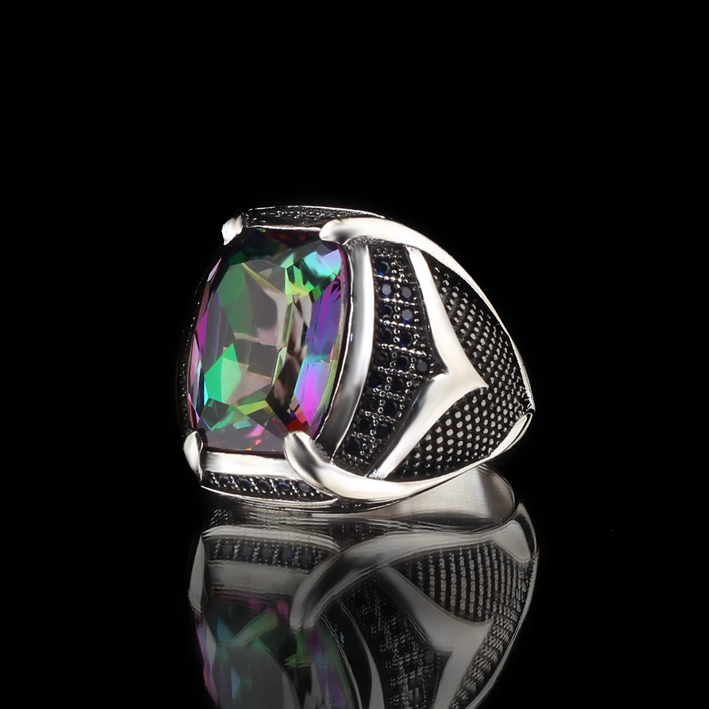 Alexandrite Stone 925 Sterling Silver Ring for Men  , Jewelry Fashion Vintage Gift Onyx Aqeq Mens Rings All Size