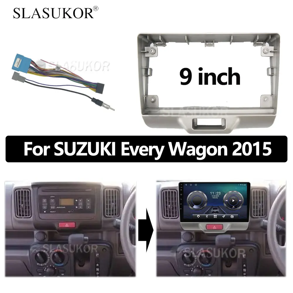 

9 INCH Android Car frame Kit Fascia Panel For SUZUKI Every Wagon 2015 2016 2017 2018 2019 Android Big Screen Radio Audio Frame