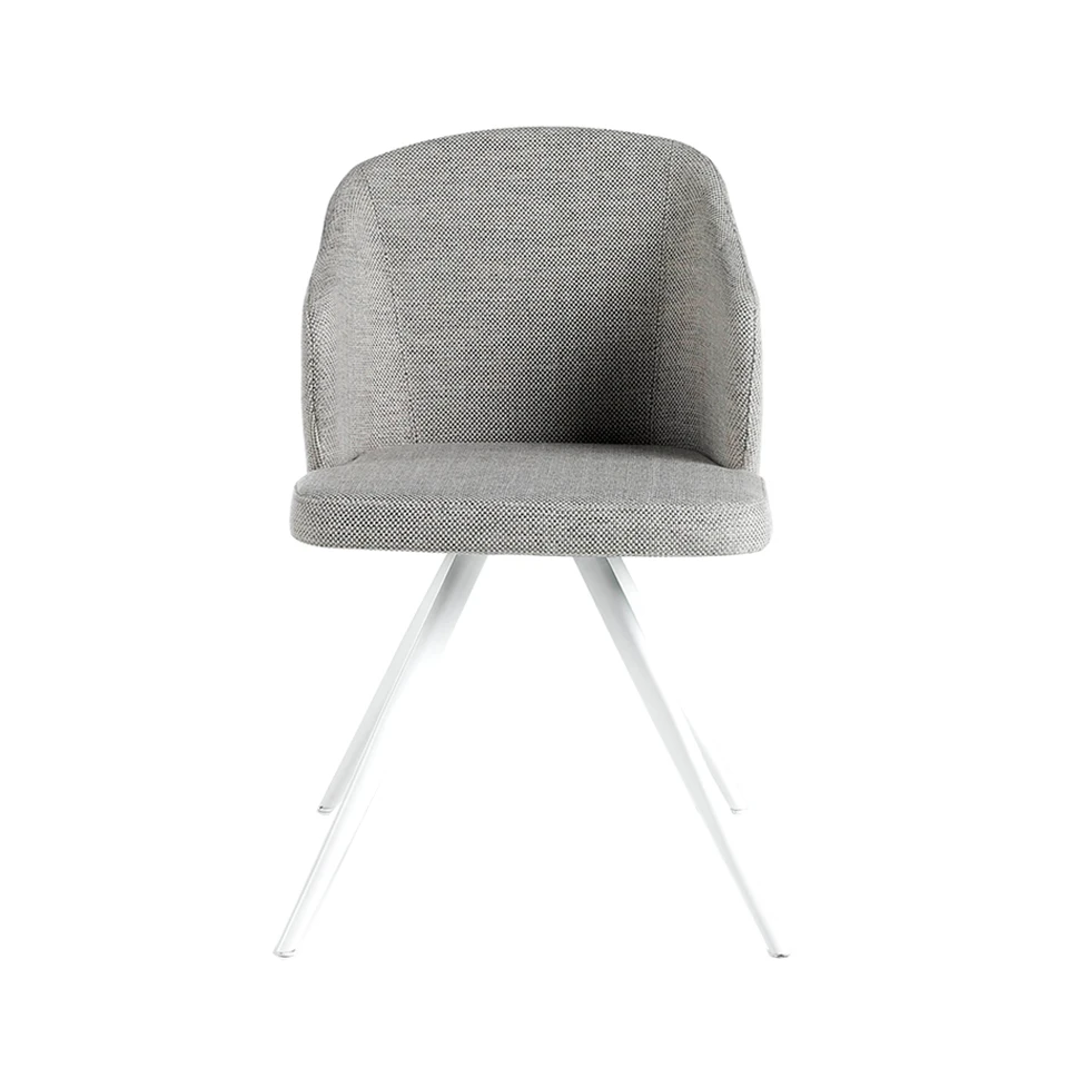 Chair 4056 Angel Cerdá-dining chair upholstered in fabric and leg structure in epoxy steel painted in white color.