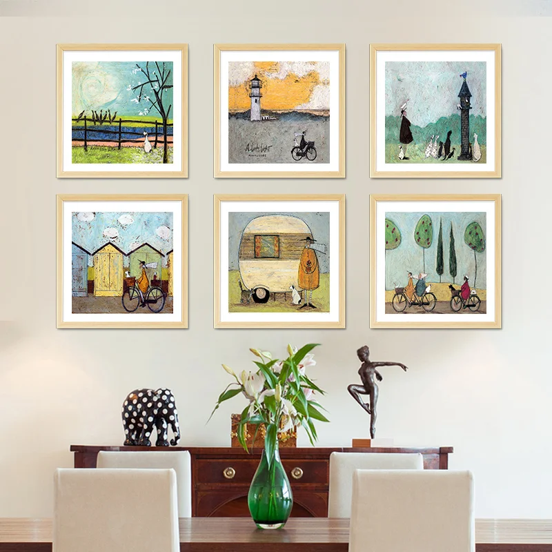 

Vintage Nordic Abstract Landscape Love Dogs Pet Canvas Wall Art Paintings Posters and Prints Pictures Living Room Home Decor