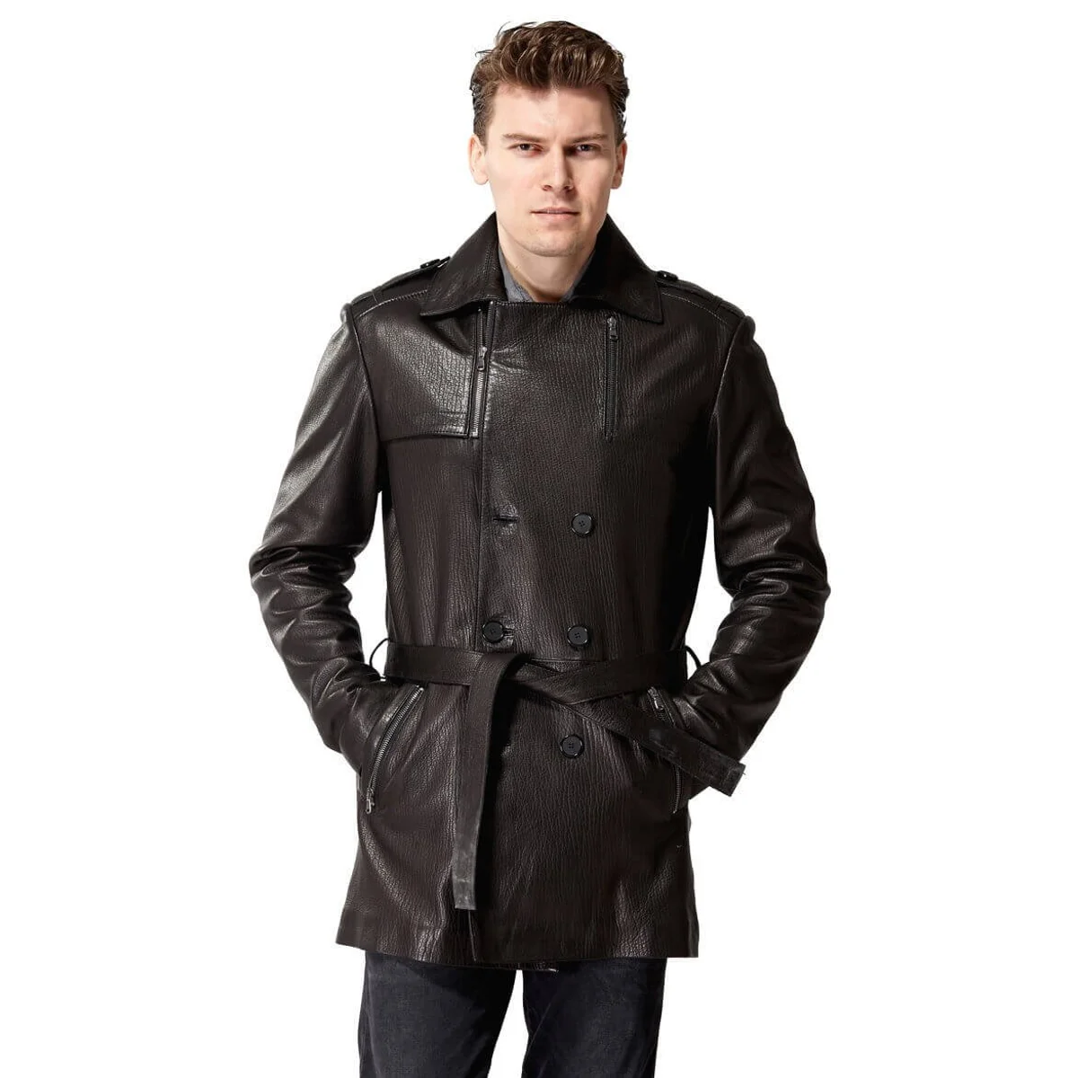 Bonno Da Nam Phối Cà Phê Ban Đầu Da Cừu Thu Đông 2022 Biker Slim Size Lớn VintageTürkiye
