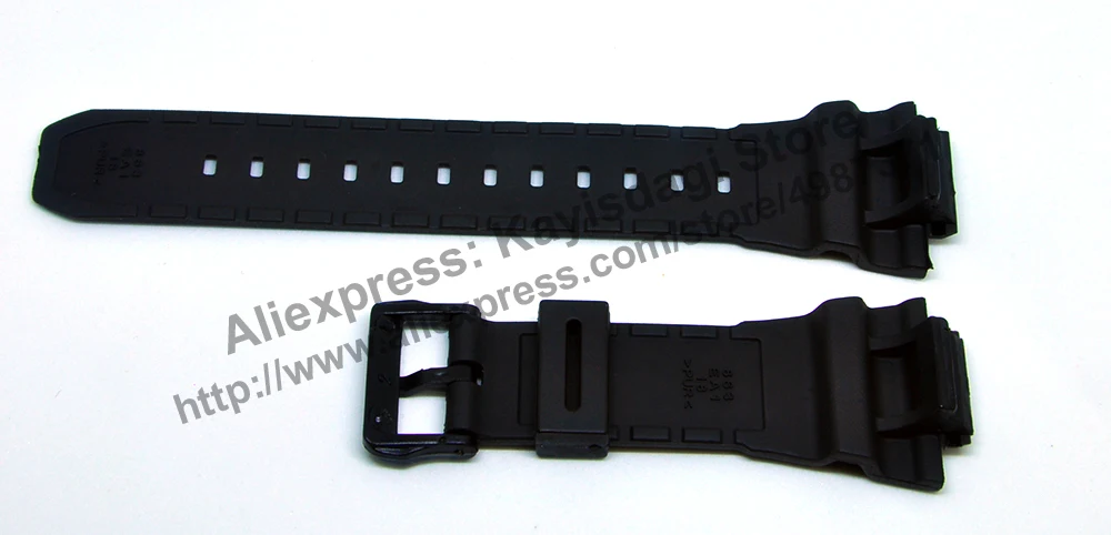 Compatible Casio STL-S100H , STL-S110H - 18mm Black Rubber Black Watch Band - Strap