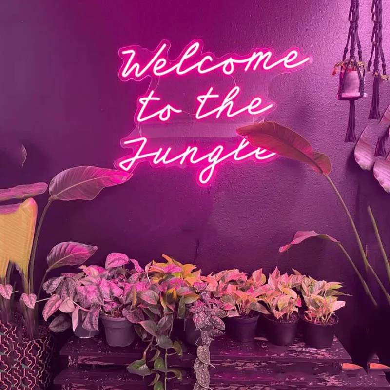 Welcome to the Jungle Neon Sign LED for Personalized Gift Wedding Party Flower Shop Arylic Flex Bedroom Bar Cart Neon